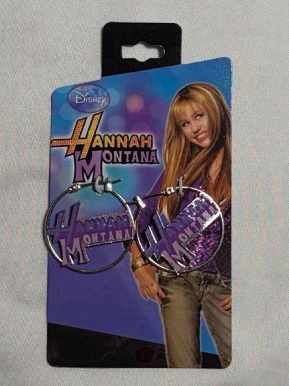 Disney Hannah Montana Purple Logo Hoop Earrings